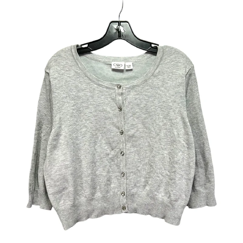 Sweater Cardigan By Cato In Grey, Size: 18 Vacation