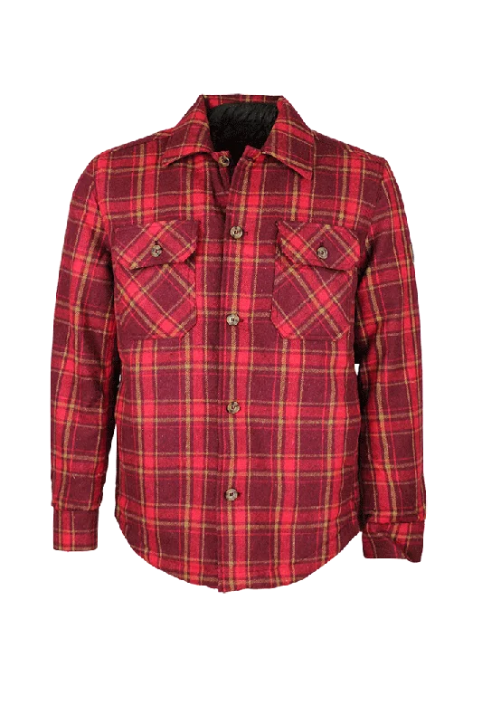 MJ001 - Men's Check Padded Overshirt - RED Practical Men's Multi