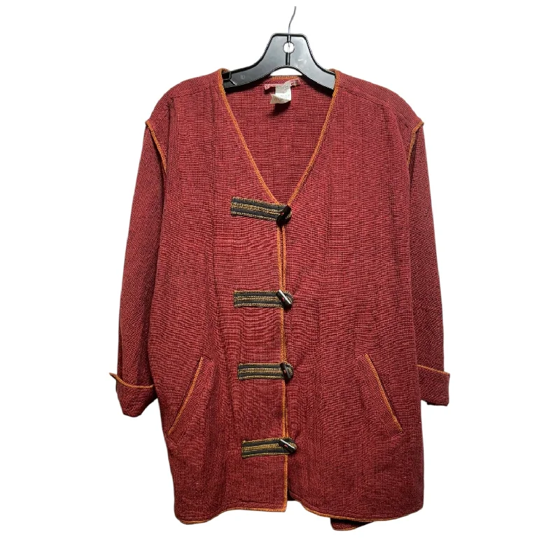 Sweater Cardigan By Tribe In Red, Size: L Laid