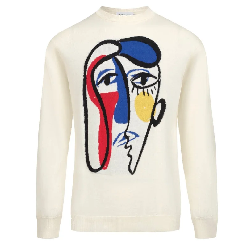 Men's white apricot art vintage knitwear Elegant Men's Cashmere