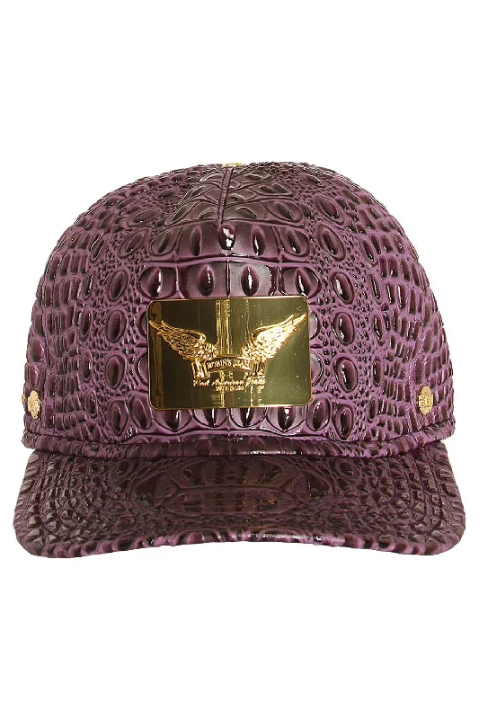 ROBIN'S GOLD TAG CAP IN PURPLE CROC Polished Men's Satin