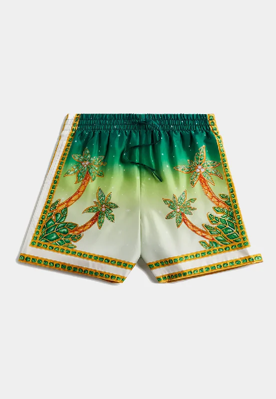 Casablanca Unisex Silk Shorts With Drawstrings Joyaux D'Afrique Green Stylish Men's Neon Casablanca Unisex Silk Shorts With Drawstrings Joyaux D'Afrique Green Stylish Men's Neon