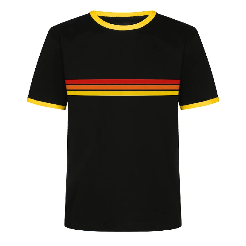 Men's Black Cotton T-Shirt With Chest Rainbow Stripe Lumberjack