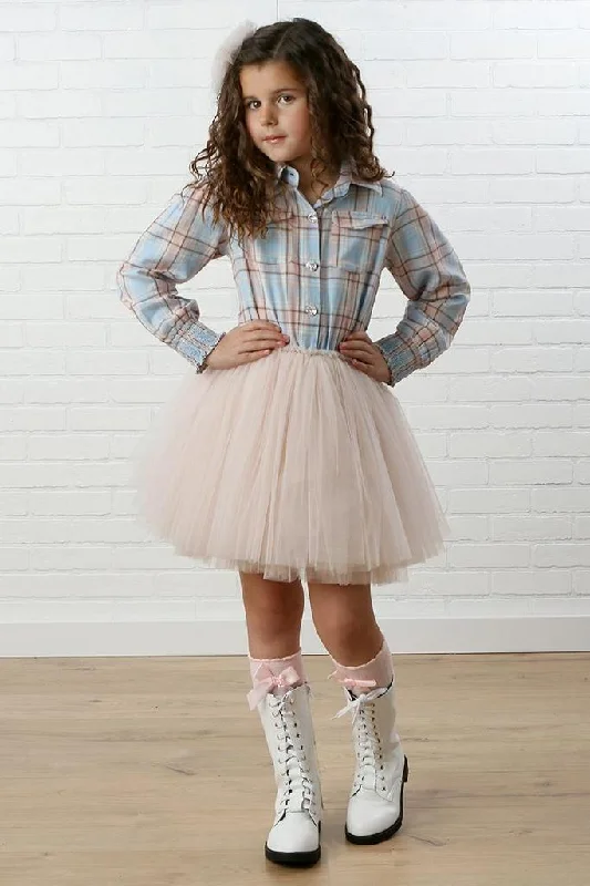 The Alix Dress in Sky Plaid Elegant Men's Cashmere