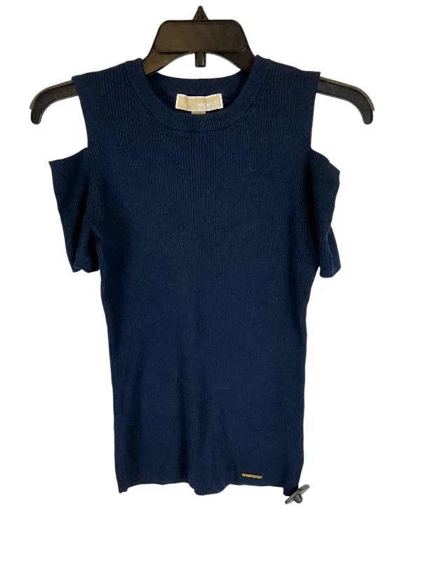 Top Short Sleeve Designer By Michael By Michael Kors In Navy, Size: S Laid