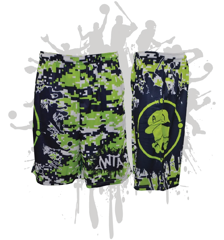 Splatter Splash Digital Camo Mens Full Dye Shorts Lime/Navy/White Sophisticated Men's 