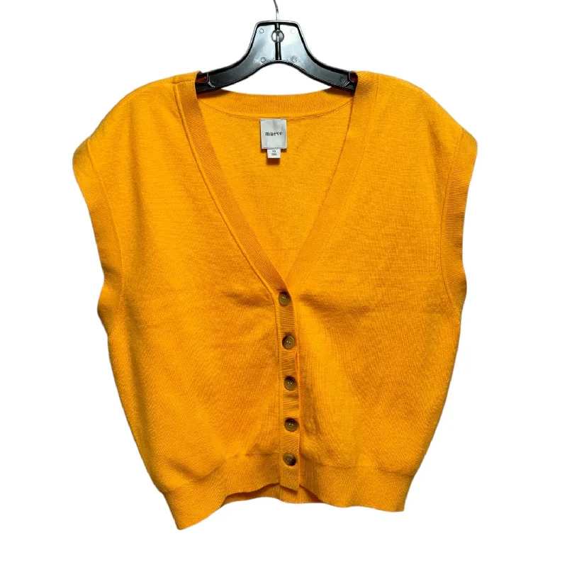 Slouchy Cardigan Sweater Vest By Maeve In Orange, Size: S Traditional Men's Country