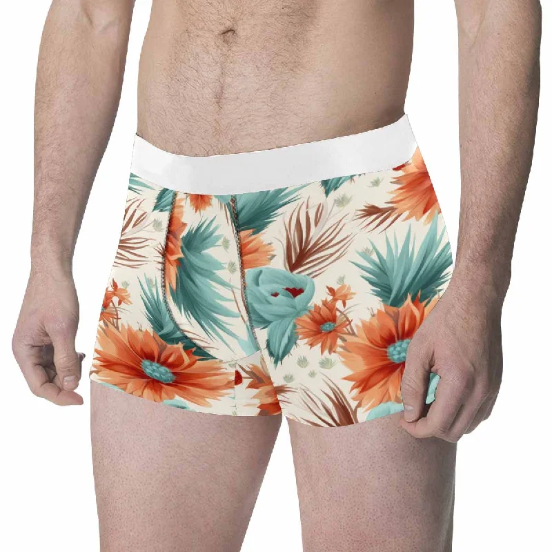 Boho Floral Men's All Over Print Boxer Briefs (Made In AUS) Practical Men's Quick