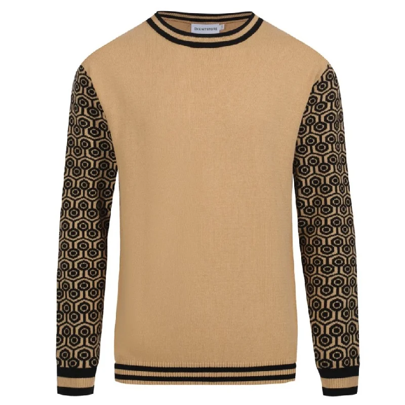 Men's brown jacquard vintage 60s knit T-shirt Cozy Men's Sherpa