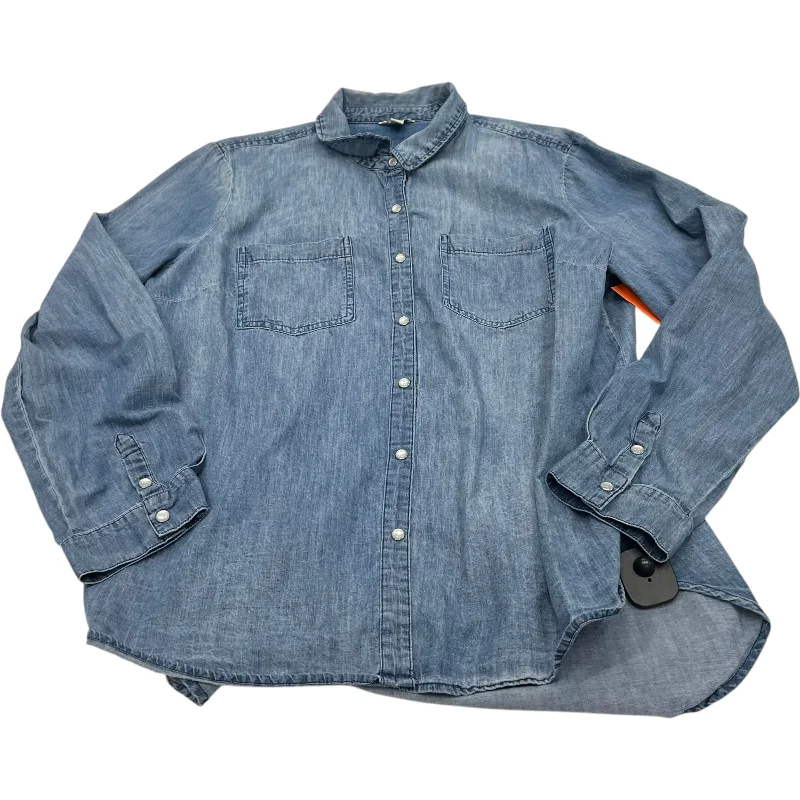 Top Long Sleeve By Cato In Blue Denim, Size: Xl Athletic Men's High