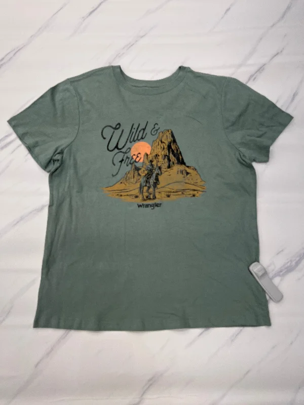 Top Short Sleeve By Wrangler In Green, Size: M Laid
