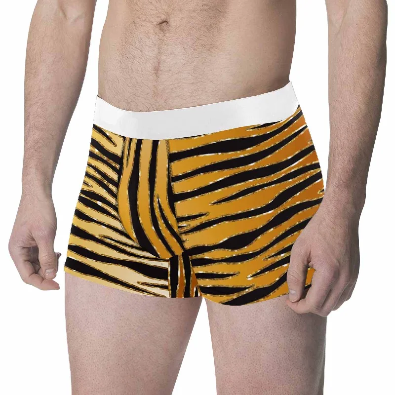 Glitter Look Gold Animal Men's All Over Print Boxer Briefs (Made In AUS) Elegant Men's Cashmere