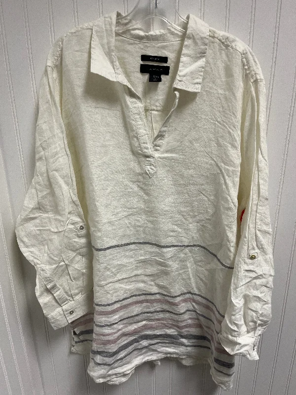 Top Long Sleeve By Tahari By Arthur Levine In Cream, Size: 2x Organic