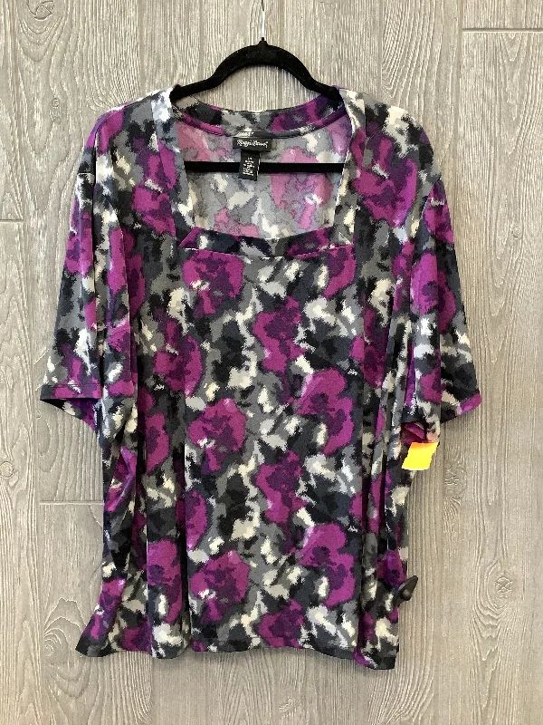 Top Short Sleeve By Maggie Barnes In Grey & Purple, Size: 3x Hip Men's Urban