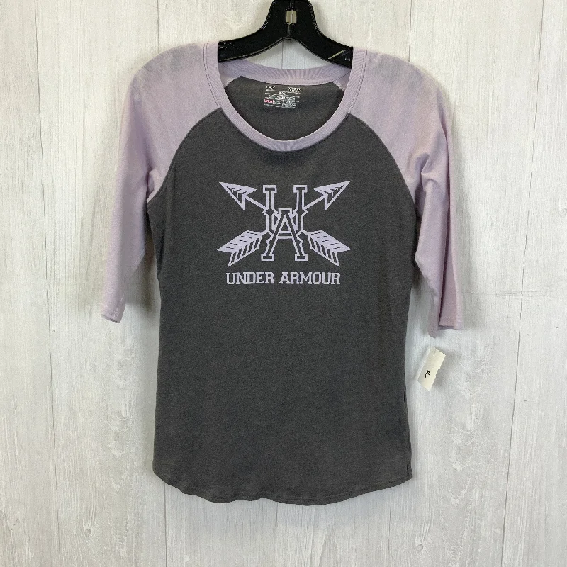 Athletic Top Short Sleeve By Under Armour In Grey & Purple, Size: S Sleek Men's Metallic