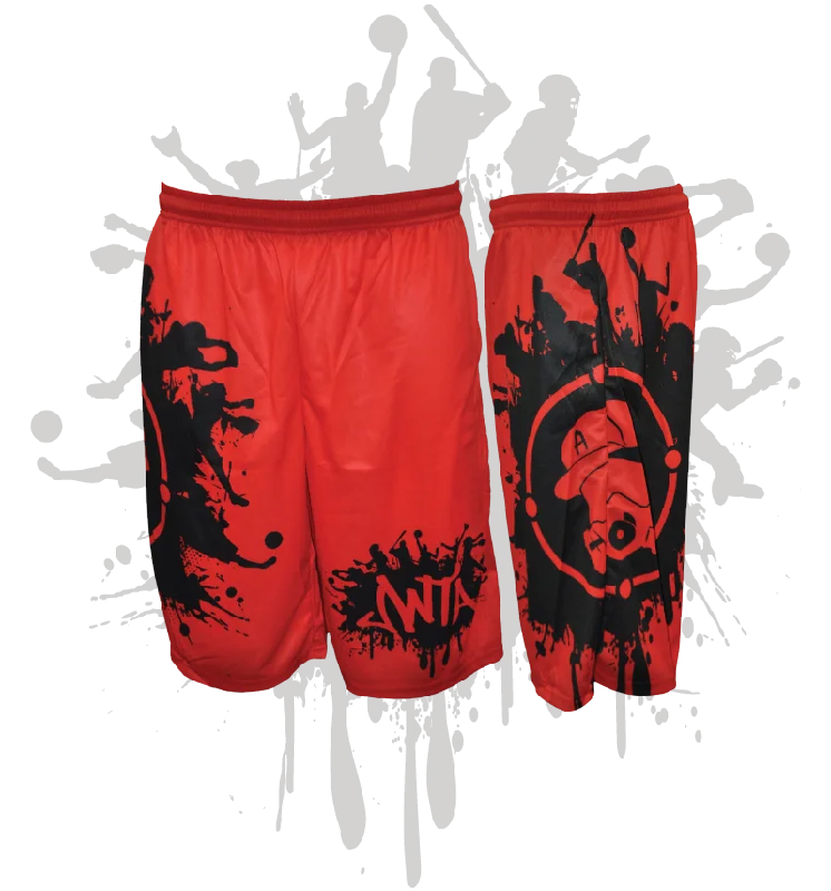 Splatter Splash Mens Full Dye Shorts Red/Black Adventure