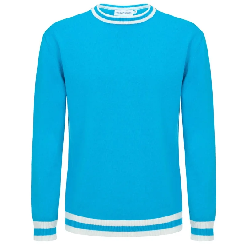Men's Sky Blue Long Sleeve Knitwear Top Sporty Men's Athleisure 
