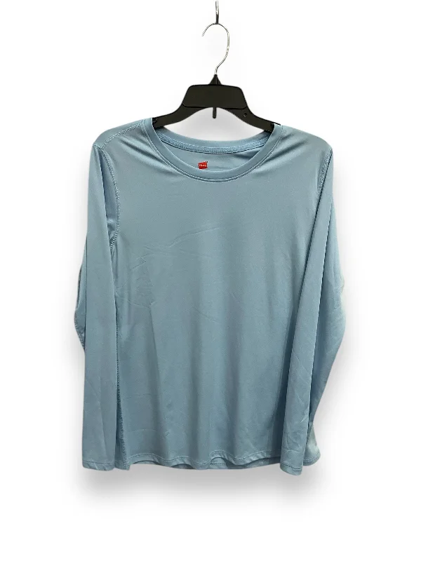 Athletic Top Long Sleeve Collar By Hanes In Blue, Size: L Confident Men's High
