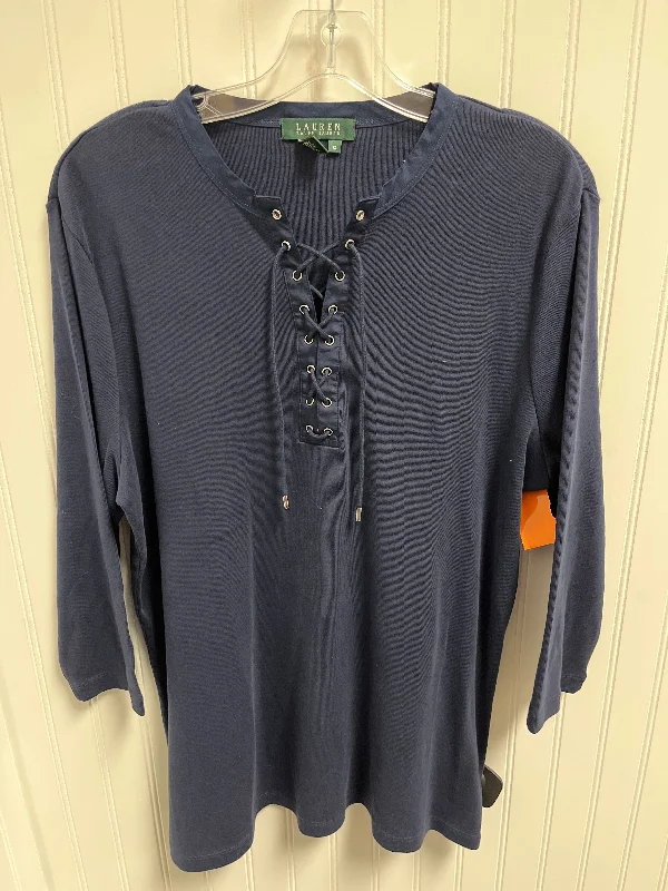 Top Long Sleeve By Ralph Lauren In Navy, Size: 1x Cclassic Men's Tweed