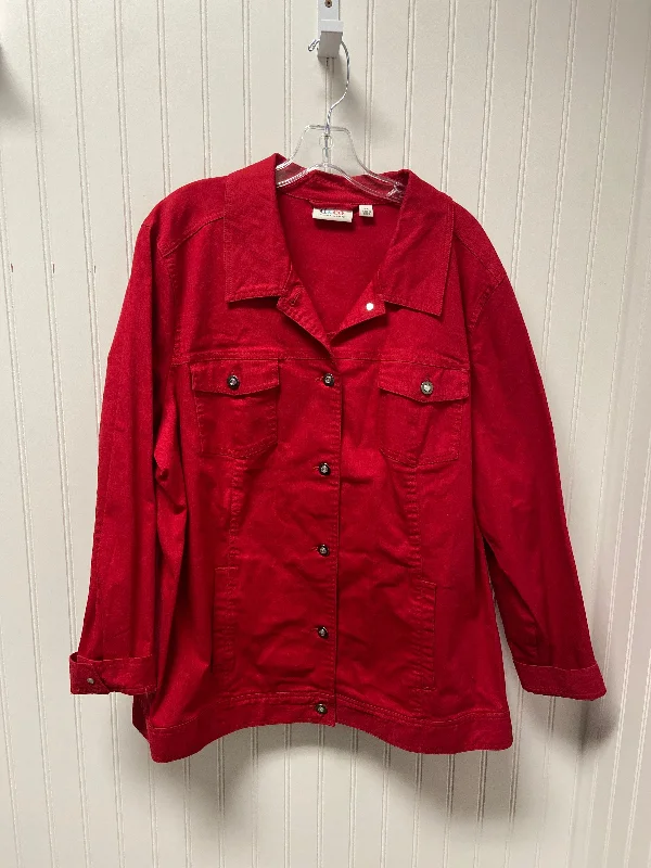 Jacket Denim By Denim And Co Qvc In Red, Size: 2x Refined Men's Velvet