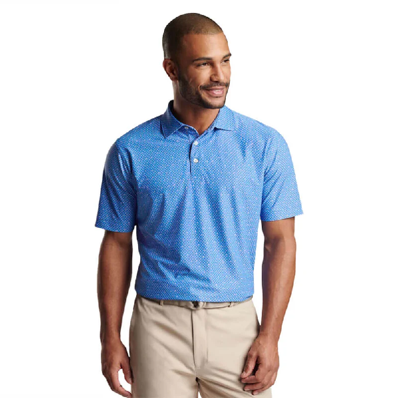 Peter Millar Irish Coffee Performance Mesh Polo Shirt - Liberty Blue Refined Men's Classic 