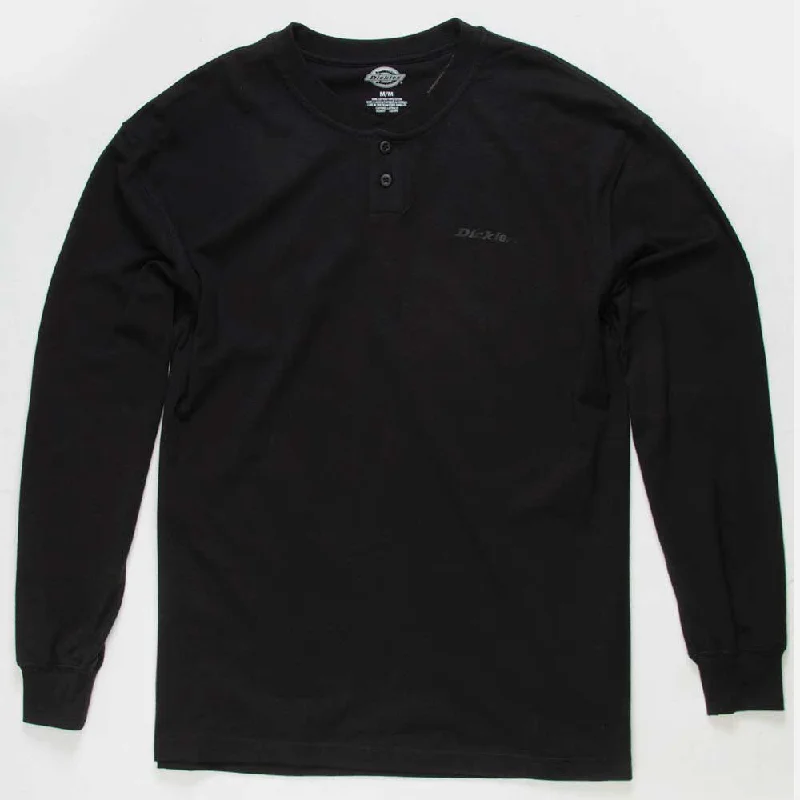 Dickies Longsleeve Henley T-Shirt - Black Earthy Men's Hemp