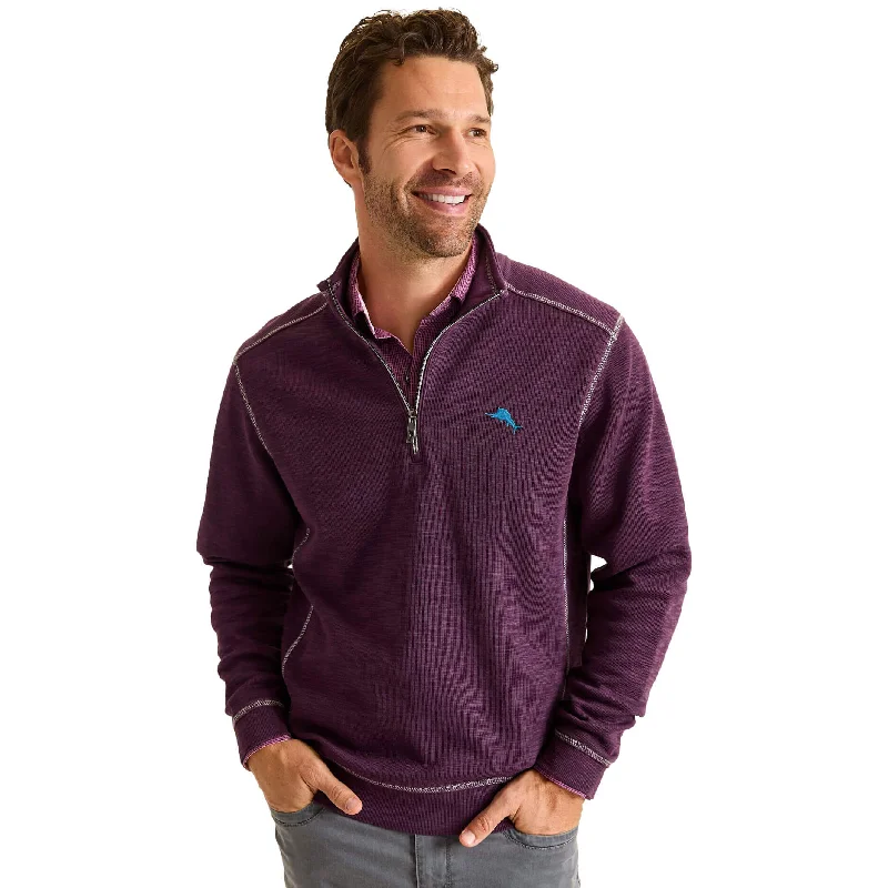 Tommy Bahama Tobago Bay Half Zip Sweater - Blackberry Fizz Earthy Men's Sustainable 