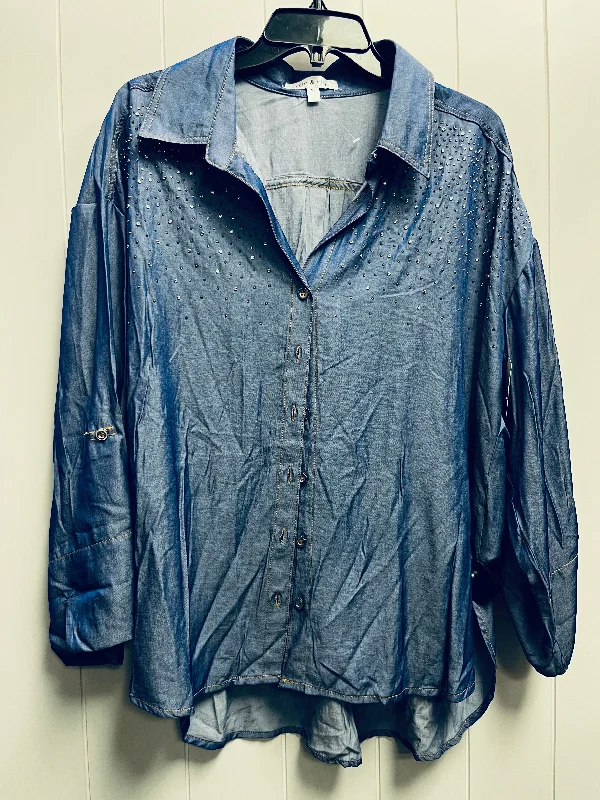 Top Long Sleeve By stem & vine In Blue Denim, Size: Xl Traditional Men's Country