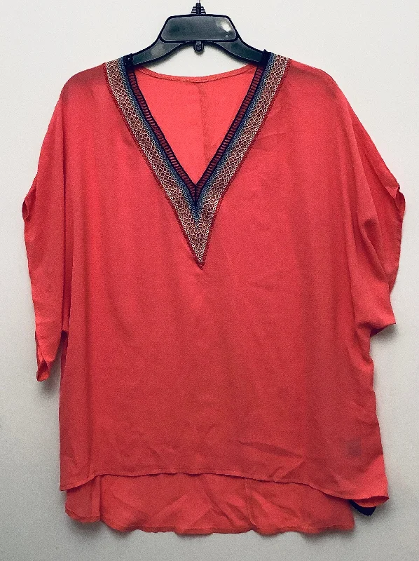 Top Short Sleeve By Shein In Orange, Size: Xl Sleek Men's Metallic