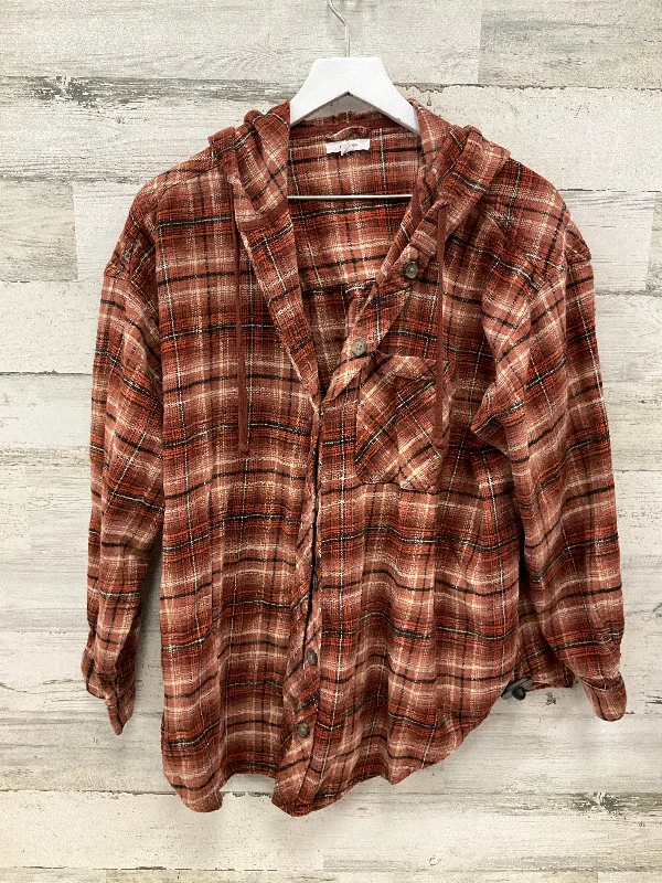 Jacket Shirt By Maurices In Checkered Pattern, Size: 2x Monochromatic All