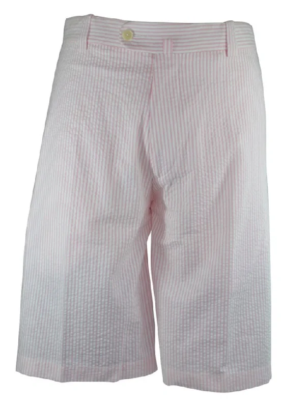 Monterey Cotton Seersucker Shorts - Pink Tailored
