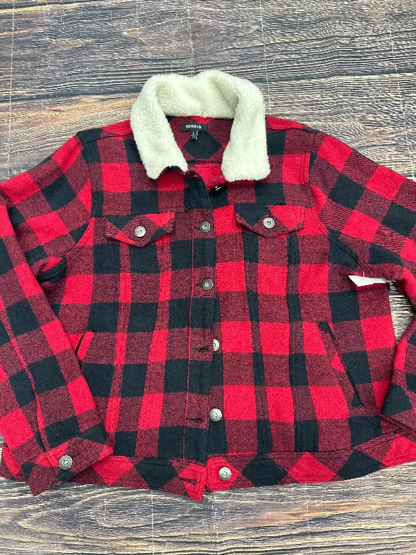 Jacket Shirt By Torrid In Red, Size: 2x Unique Men's Upcycled