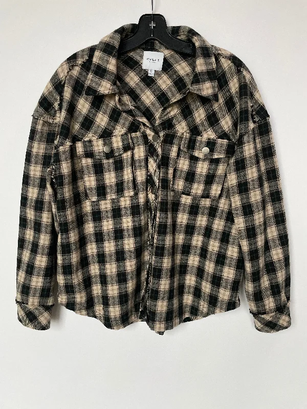 Jacket Shirt By Gilli In Black & Cream, Size: S Street