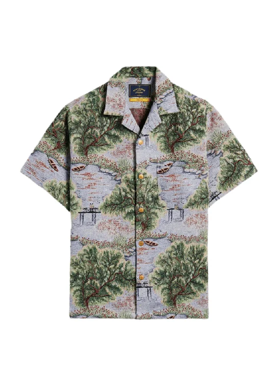 Park Tapestry Short Sleeve Shirt Dapper Men's 1920S