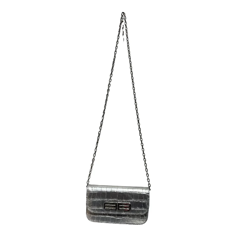 BALENCIAGA/Cross Body Bag/Leather/SLV/CROC BB Sleek Men's Metallic