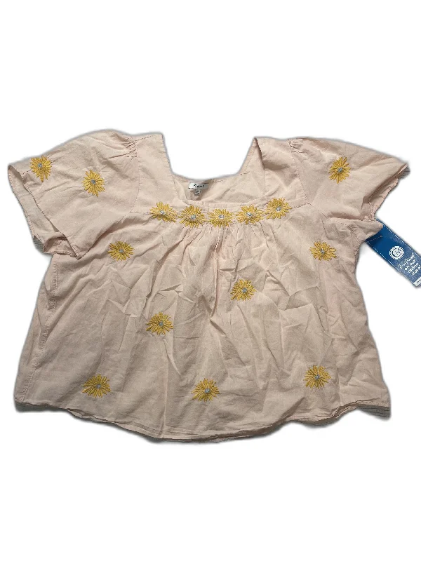 Top Short Sleeve By Madewell In Pink, Size: 2x Unique Men's Upcycled