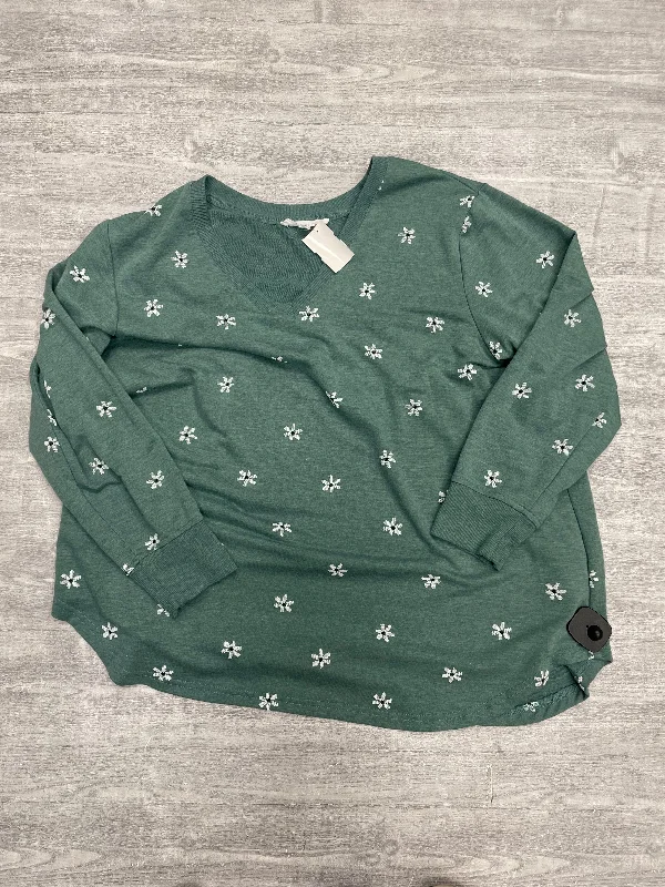 Top Long Sleeve By Jane And Delancey In Green, Size: 1x Casual Men's Japanese 
