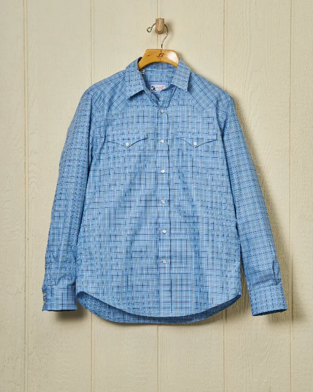 Western Sea-Washed Shirt in Blue Tattersall Artistic Men's Hand