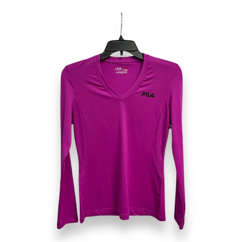 Athletic Top Long Sleeve Crewneck By Fila In Fuschia, Size: Xs Monochromatic Office Style