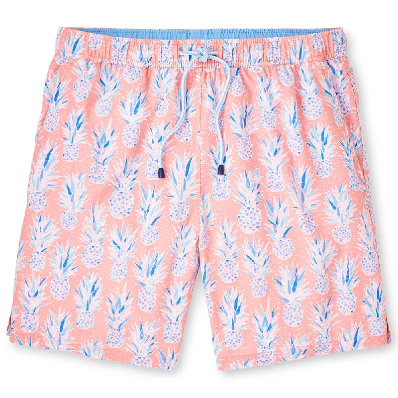 Peter Millar 7-Inch Pineapple In Paradise Swim Trunks - Coral Reef Traditional Men's Wool